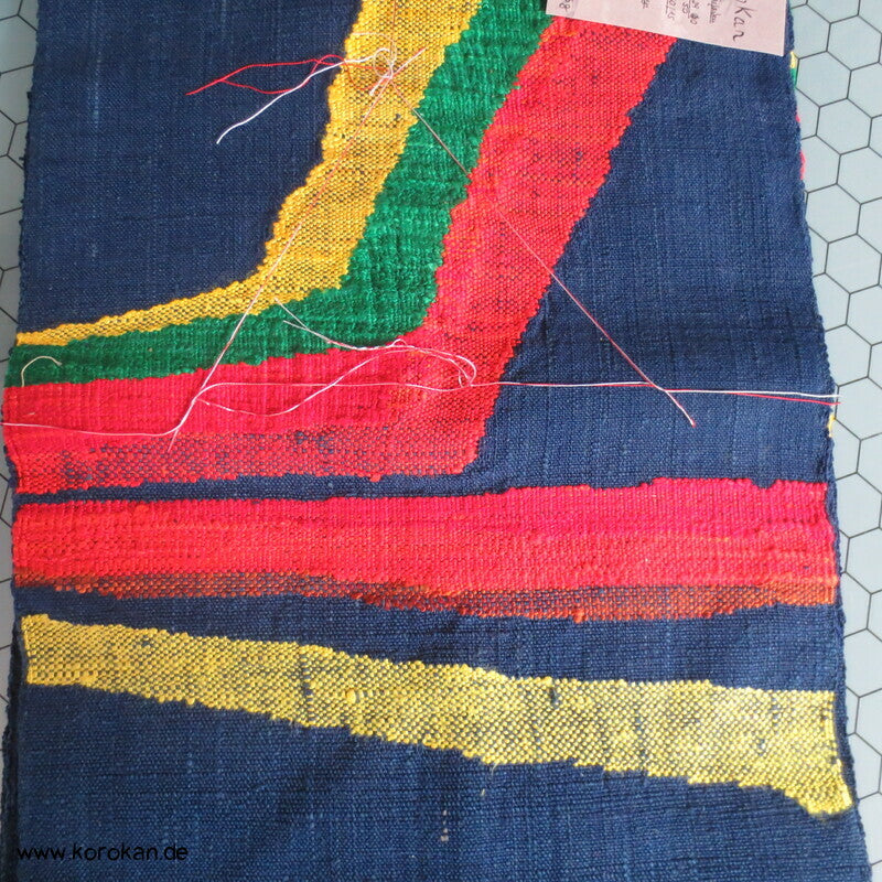 Primärfarben Nagoya Obi - grobe Mawata Tsumugi Seide, handgewebt