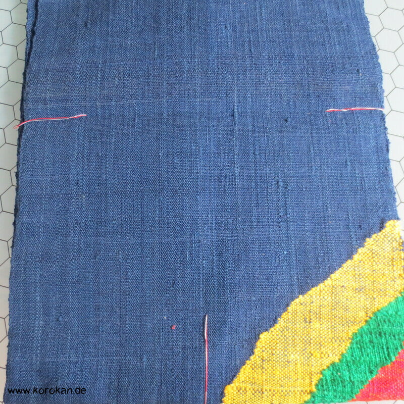 Primärfarben Nagoya Obi - grobe Mawata Tsumugi Seide, handgewebt