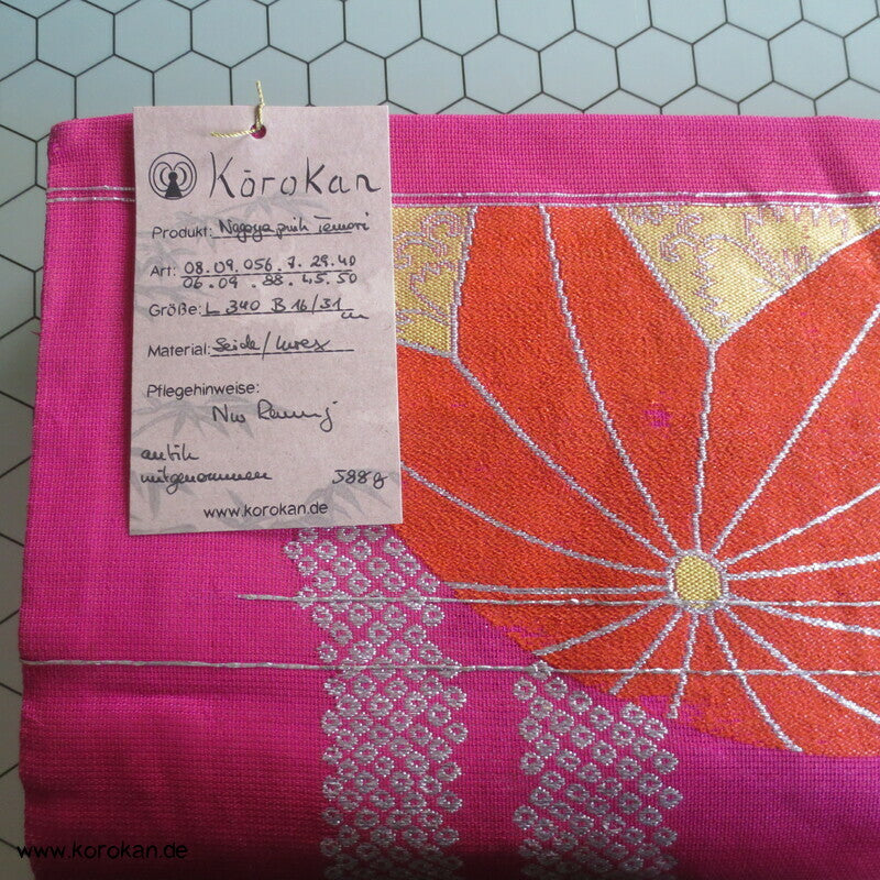 antiker Seiden Nagoya Obi, gewebter Temari Ball