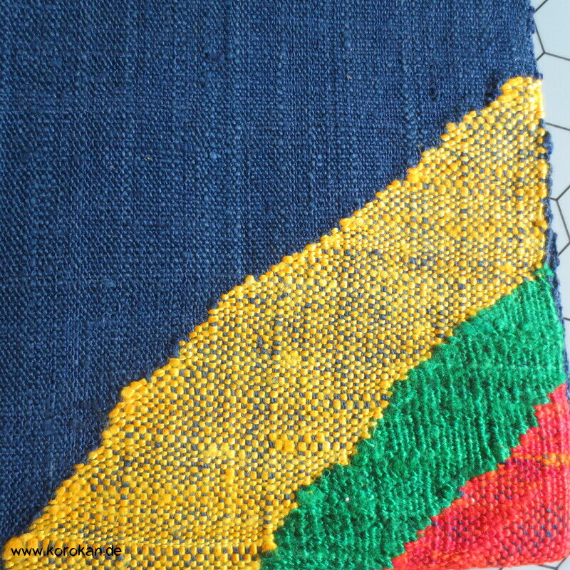 Primärfarben Nagoya Obi - grobe Mawata Tsumugi Seide, handgewebt