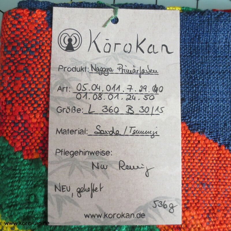 Primärfarben Nagoya Obi - grobe Mawata Tsumugi Seide, handgewebt