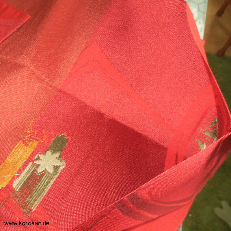 Nagoya Obi Seide, grob gewebt, kleine Blume