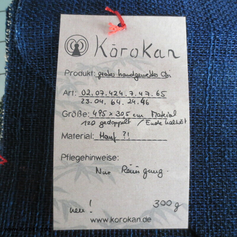 Segaiha Sommer Nagoya Obi aus grob handgewebtem Hanf