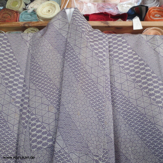 Fast Edo Komon diagonale Musterstreifen Seiden Komon Kimono