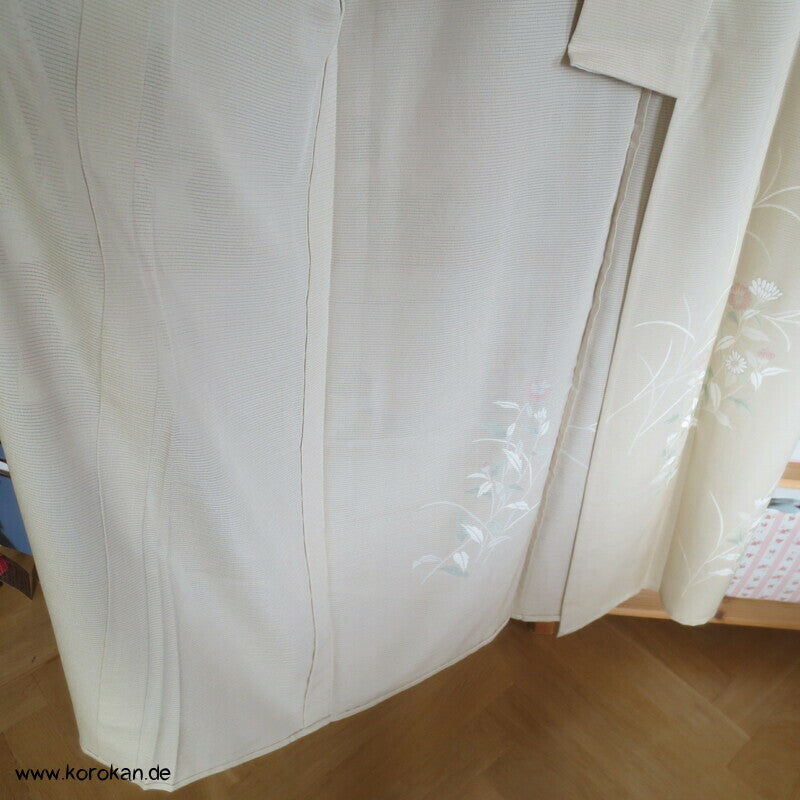 zarter heller Rho Seiden Hitoe Tsukesage Kimono, wie neu