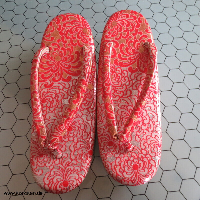 japanische Zori Zehensteg Sandalen Kiku Seidenbrokat, Gr. 37/38