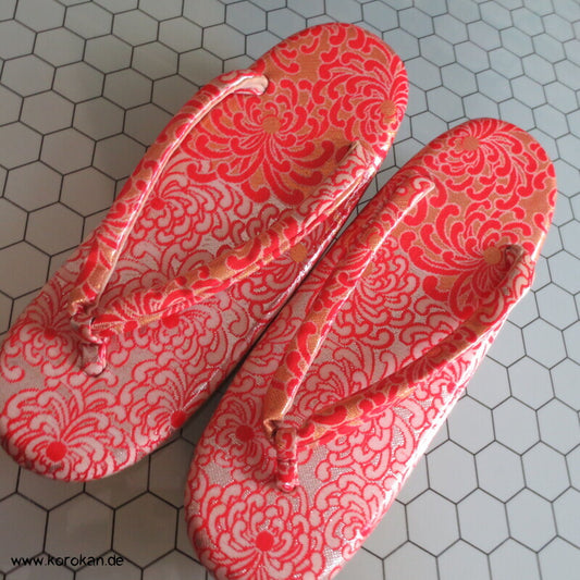 japanische Zori Zehensteg Sandalen Kiku Seidenbrokat, Gr. 37/38