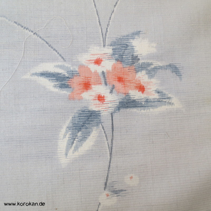 Blumenranken Kasuri Tsumugi Kimono Seide