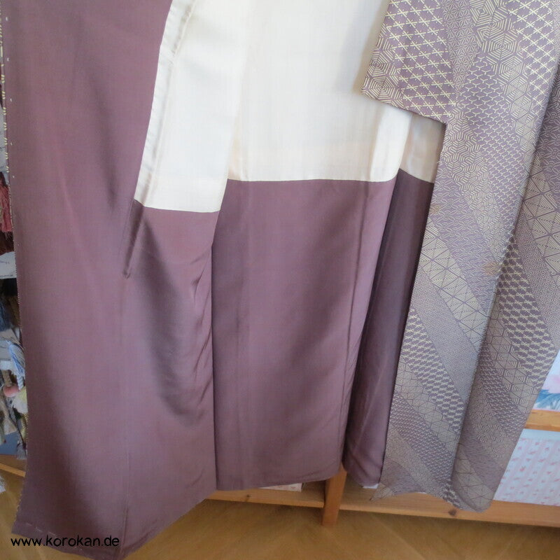 Fast Edo Komon diagonale Musterstreifen Seiden Komon Kimono