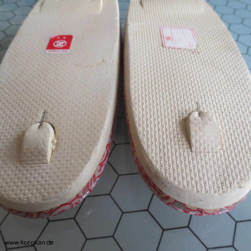 japanische Zori Zehensteg Sandalen Kiku Seidenbrokat, Gr. 37/38