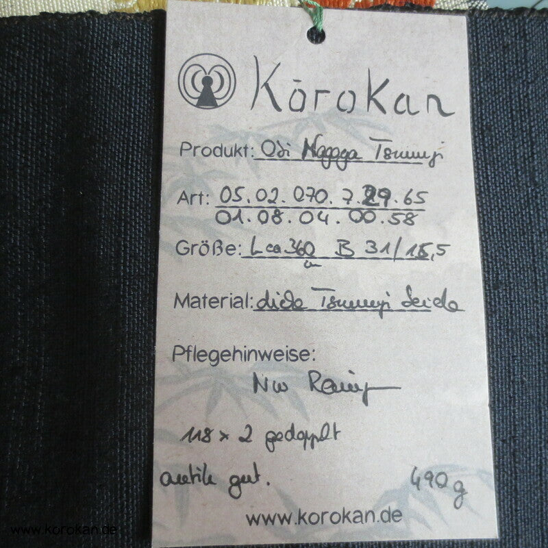 Blumenband Nagoya Obi - schwarze Tsumugi Seide