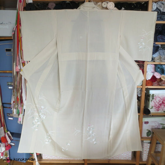 zarter heller Rho Seiden Hitoe Tsukesage Kimono, wie neu