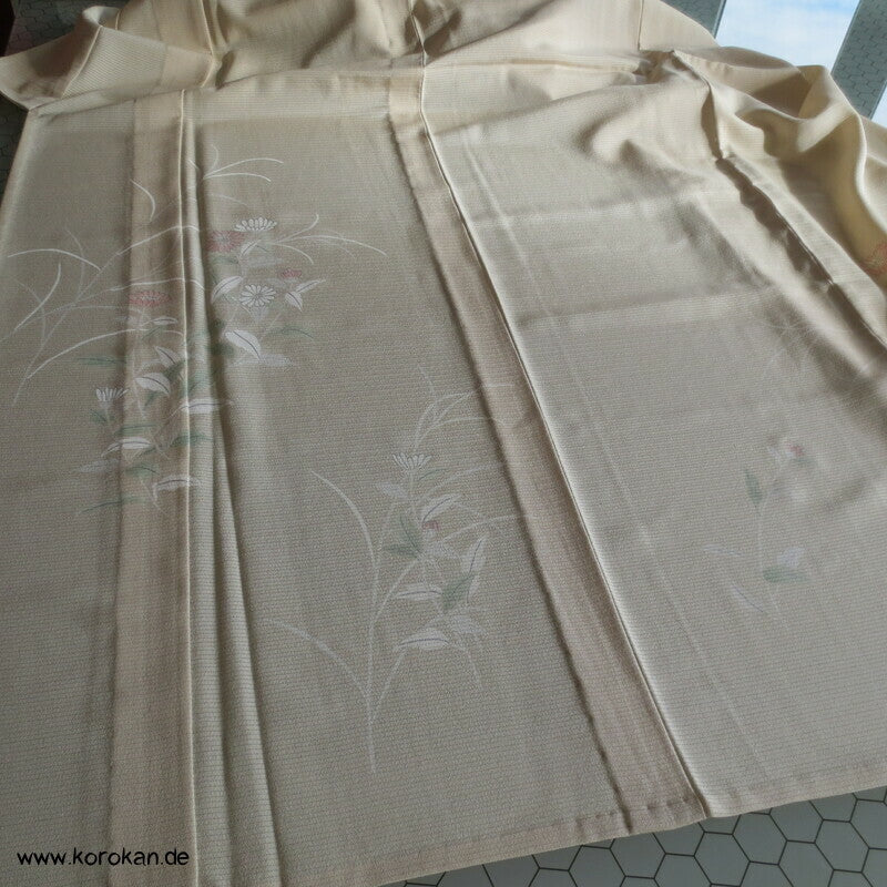 zarter heller Rho Seiden Hitoe Tsukesage Kimono, wie neu