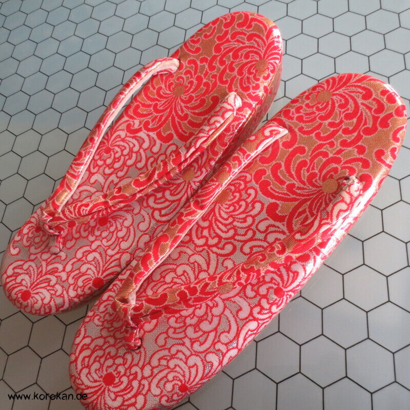 japanische Zori Zehensteg Sandalen Kiku Seidenbrokat, Gr. 37/38