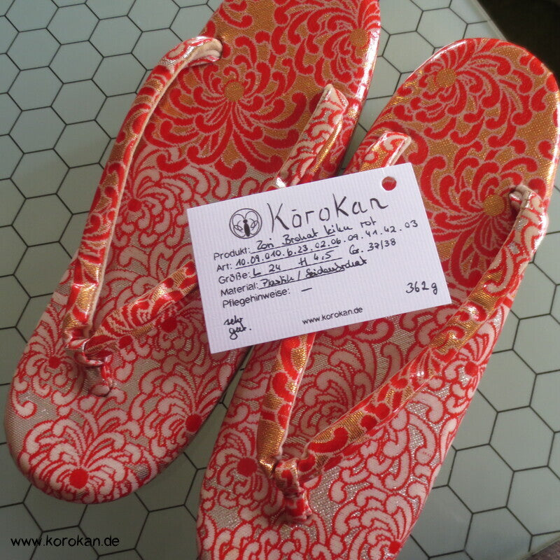 japanische Zori Zehensteg Sandalen Kiku Seidenbrokat, Gr. 37/38