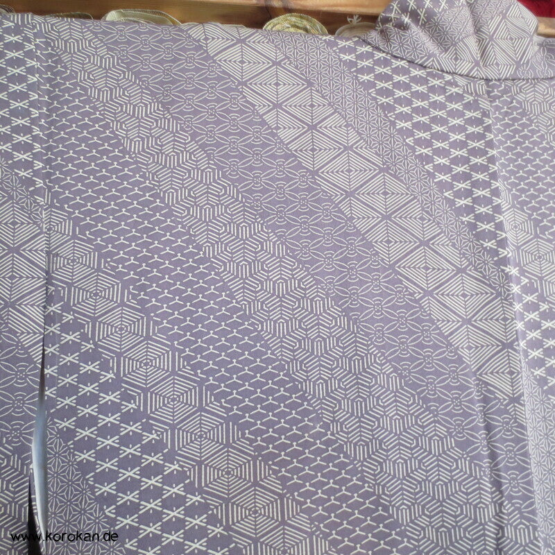 Fast Edo Komon diagonale Musterstreifen Seiden Komon Kimono