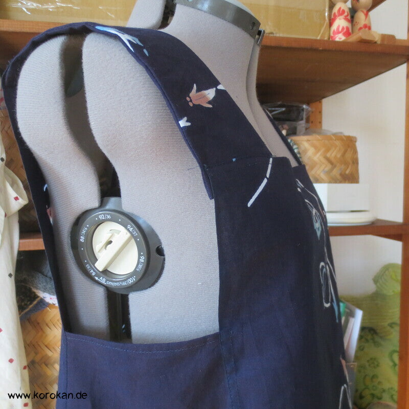 Yukata Kimono Baumwoll Top, Fischschwarm indigo, Gr. M