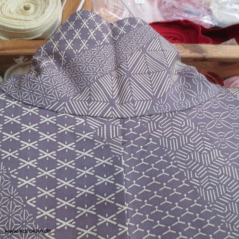 Fast Edo Komon diagonale Musterstreifen Seiden Komon Kimono