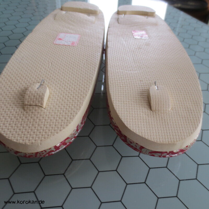 japanische Zori Zehensteg Sandalen Kiku Seidenbrokat, Gr. 40 / 42