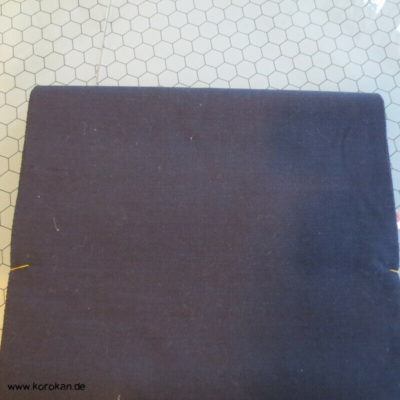 blau schwarze Wolle / Seide Männer Kimono Ensemble Tanmono