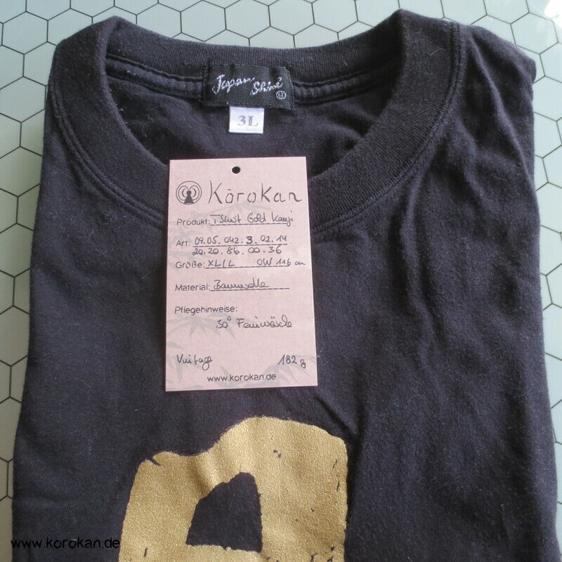 Japan T Shirt mit goldenen Kanji auf schwarz