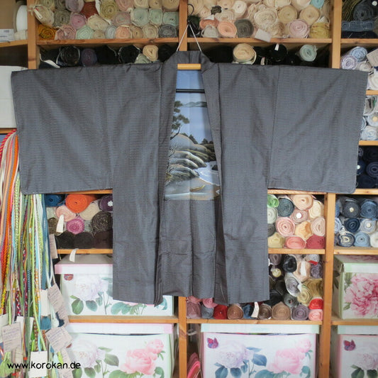 Uferlandschaftsfutter Haori Kimonojacke, hellgrau - taupe Seide