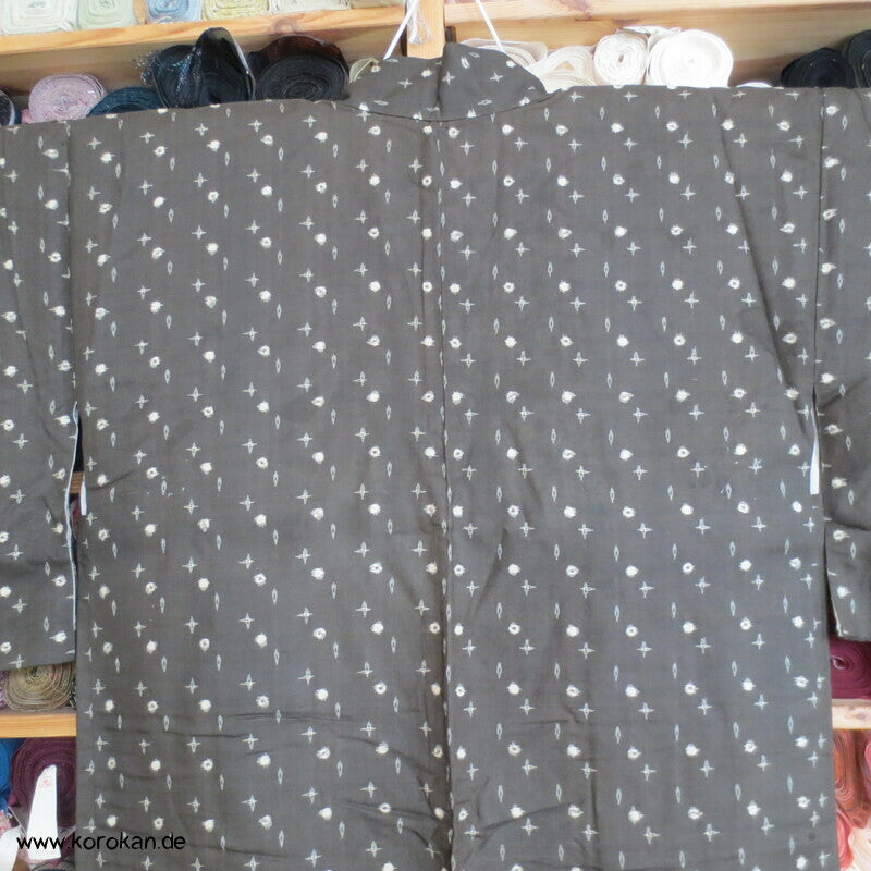 olivgraue Meisen Haori Kimono Jacke, Wachtel Futter, mit Himo