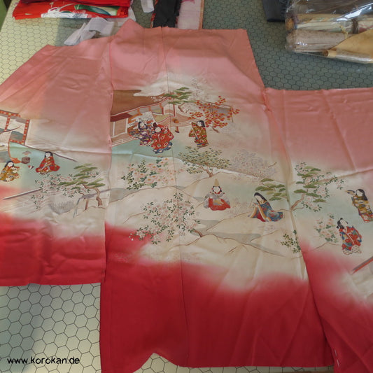 spielende Kinder Bild Panel Seide Stoffrest