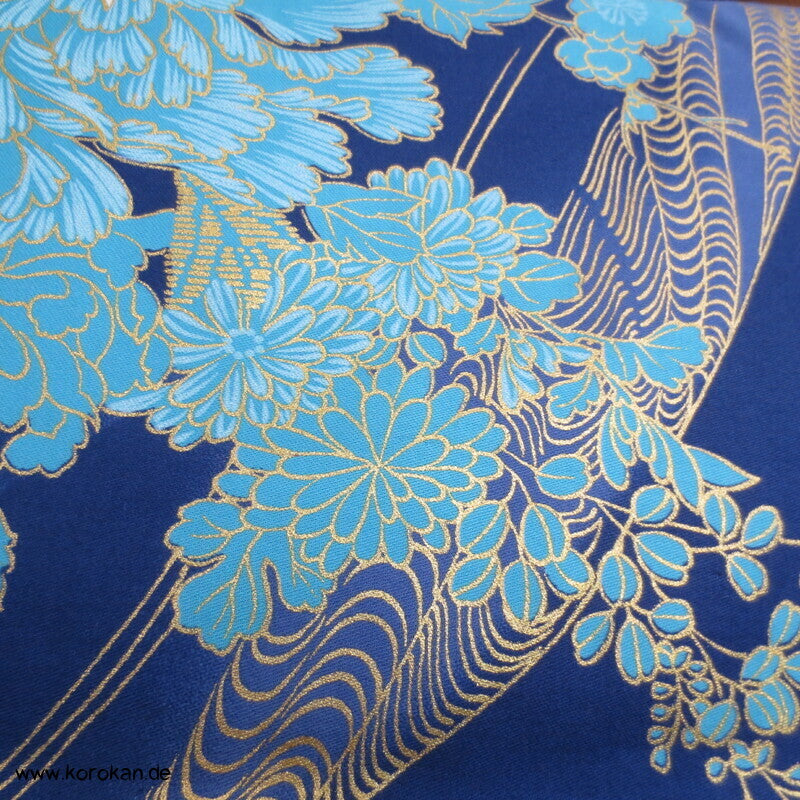 Moderner Japan Kimono Yukata mit Kranichen - Morgenmantel mit Gürtel