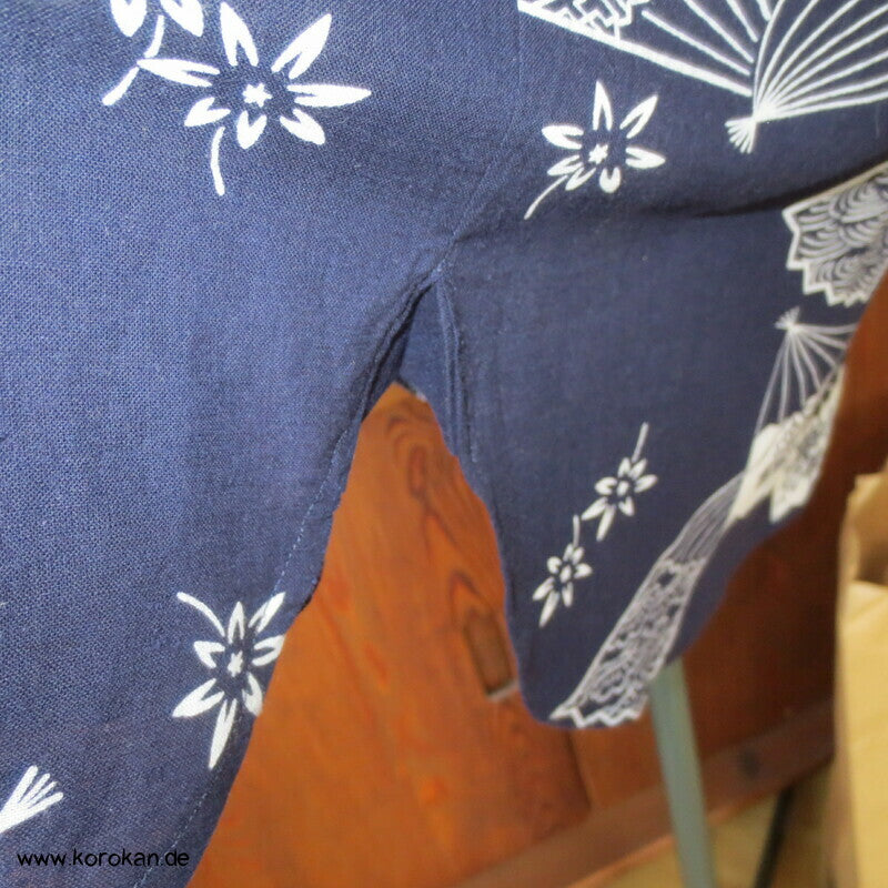 Herrenhemd aus Yukata Kimono Baumwolle mit Fächern, Gr. L