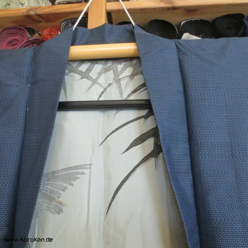 Spatz im Bambus Futter Haori Kimono Jacke, Tsumugi Seide