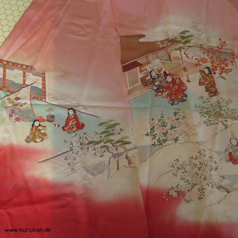 spielende Kinder Bild Panel Seide Stoffrest