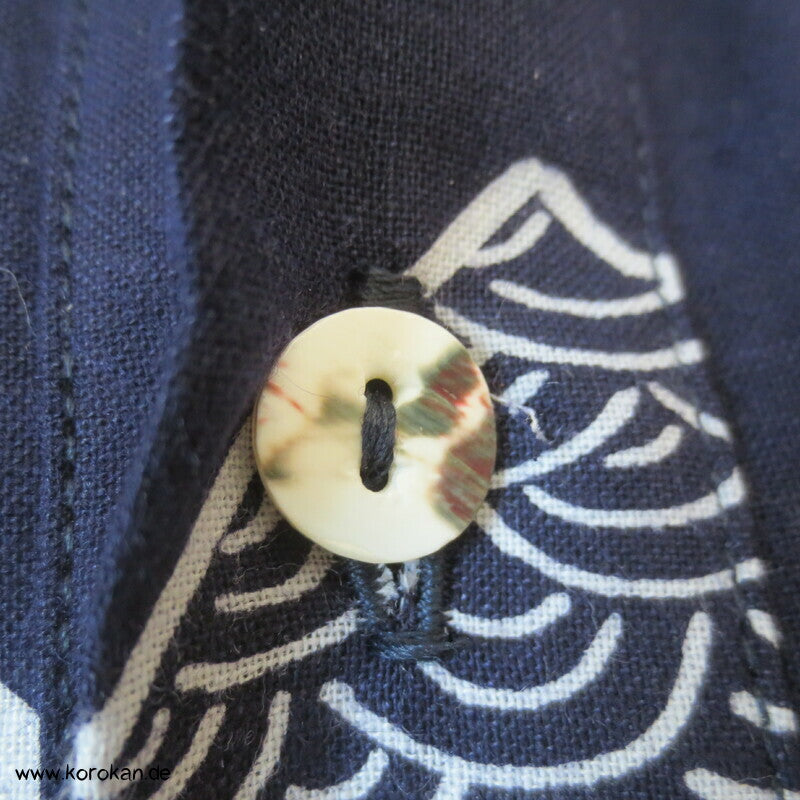 Herrenhemd aus Yukata Kimono Baumwolle mit Fächern, Gr. L