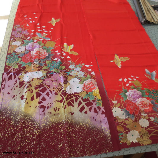 Päonien Gold und Stickerei Uchikake / Furisode Seide Stoffrest