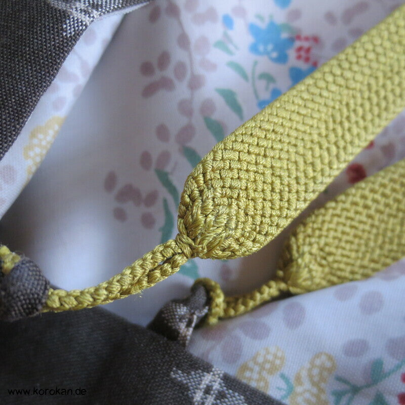olivgraue Meisen Haori Kimono Jacke, Wachtel Futter, mit Himo