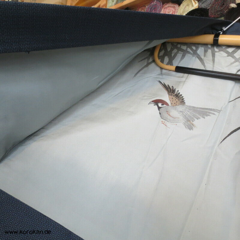 Spatz im Bambus Futter Haori Kimono Jacke, Tsumugi Seide