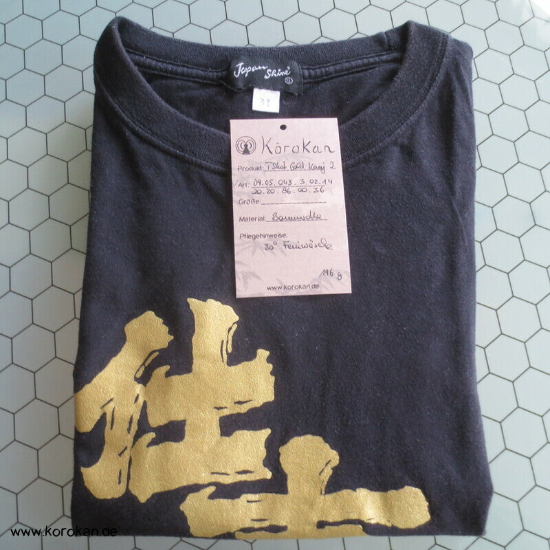 Japan T Shirt mit goldenen Kanji auf schwarz