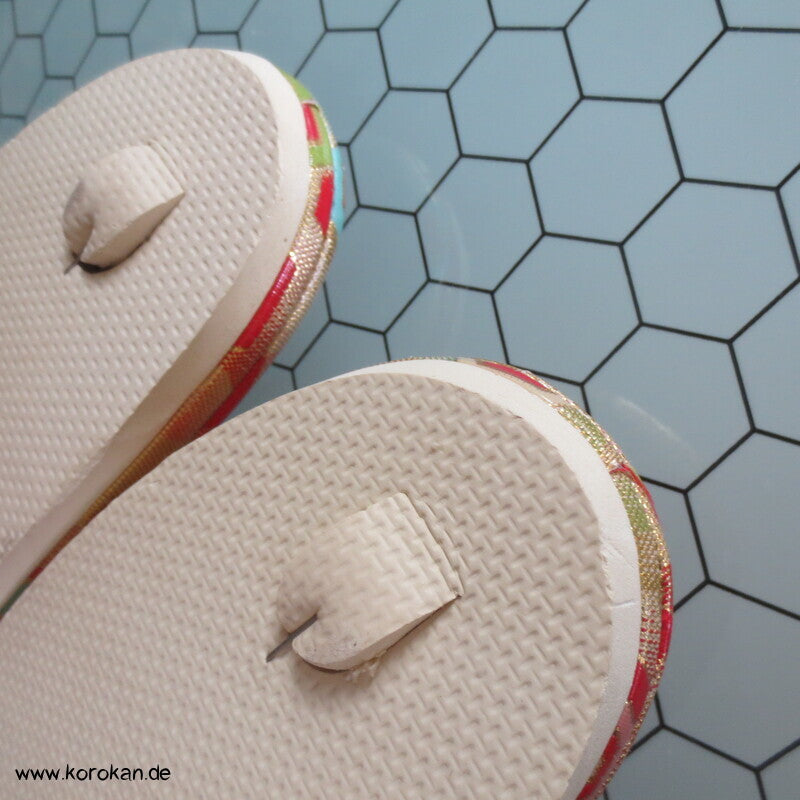 japanische Zori Zehensteg Sandalen Kikko Seidenbrokat, Gr. 37/38