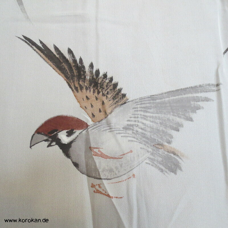 Spatz im Bambus Futter Haori Kimono Jacke, Tsumugi Seide