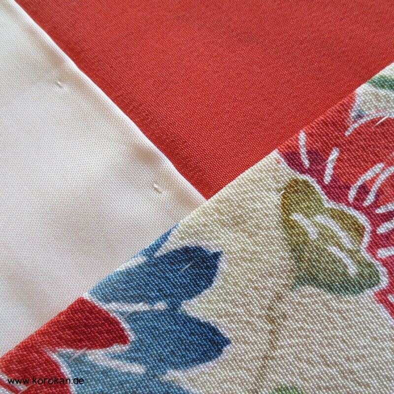 Bingata Druck Wellen, Iris, Blüten, Schmetterlinge Seidencrepe Komon Kimono