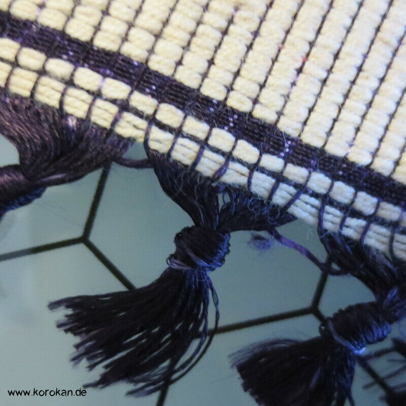 Bento Box Kasuri auf lila Tsumugi Kimono Seide