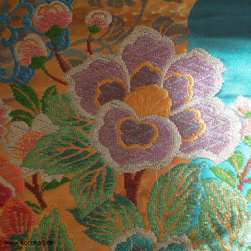 Blumen Bokashi Uchikake Brokat Seiden Stoffrest