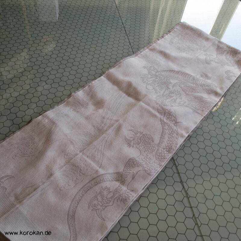 Drachen in hellgrau Fukuro / Hanhaba Obi Kimono Gürtel
