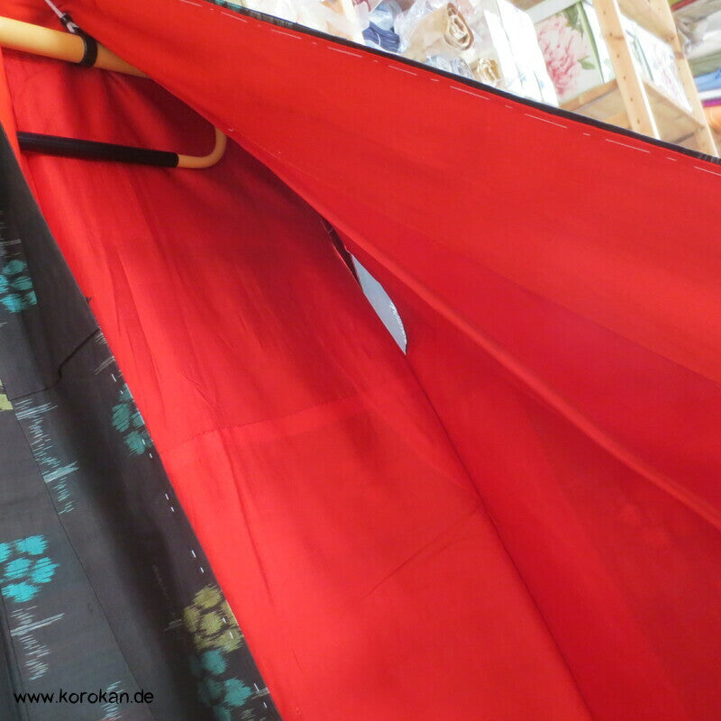 Art deco bunte Blumen auf dunklem Grund Meisen Seiden Kimono
