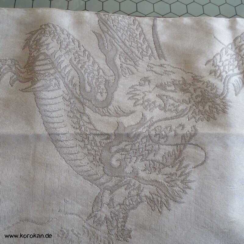 Drachen in hellgrau Fukuro / Hanhaba Obi Kimono Gürtel