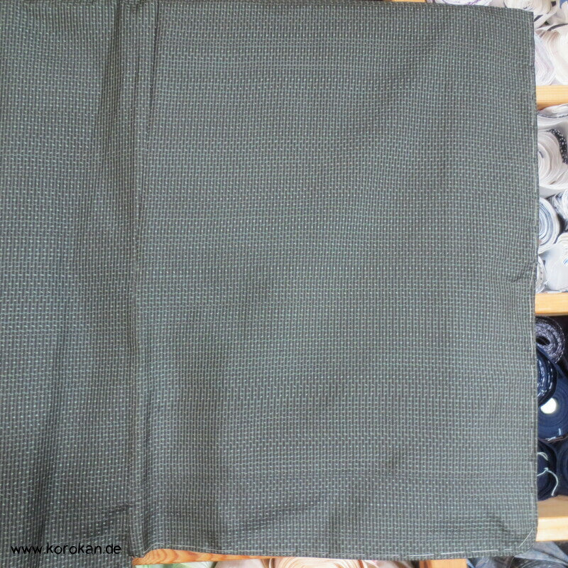 Tsumugi Seiden Haori, schwarz beige mit Tiger und Drachenfutter