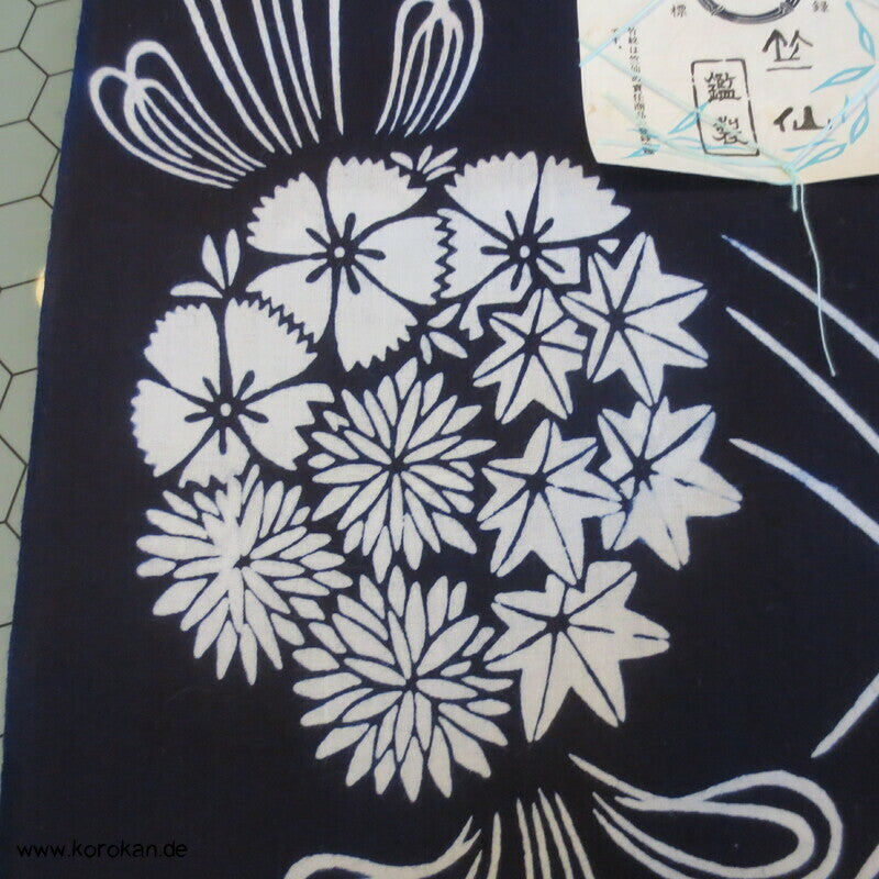 Kusudama auf blau Yukata Kimono Baumwoll Stoff