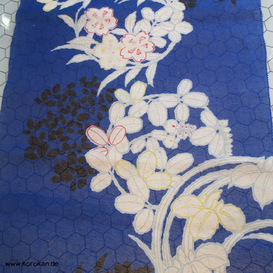 Blumenrondelle halbtransparentes blau Rho Seide