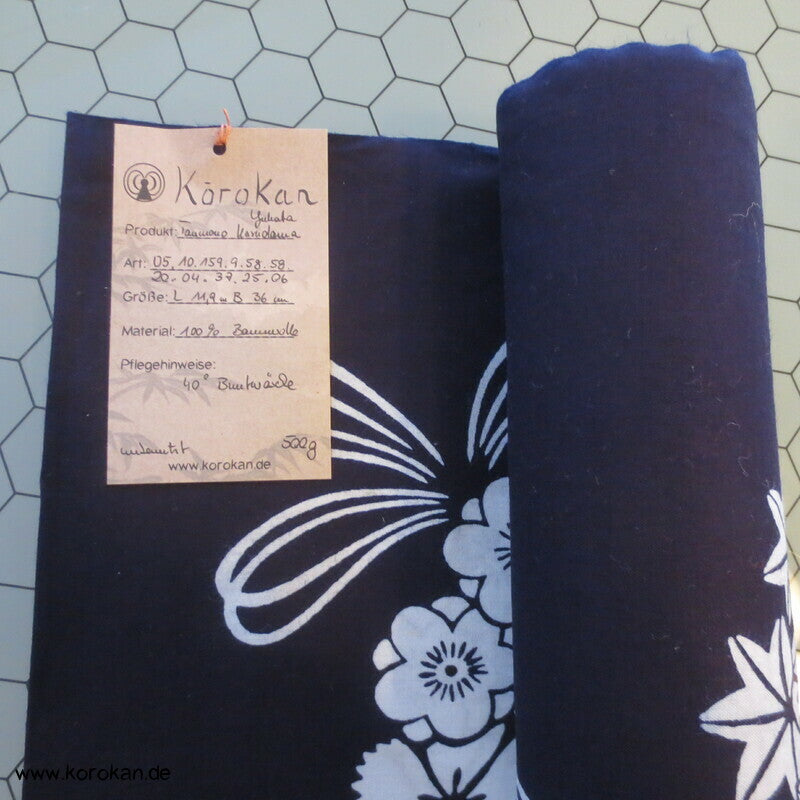 Kusudama auf blau Yukata Kimono Baumwoll Stoff