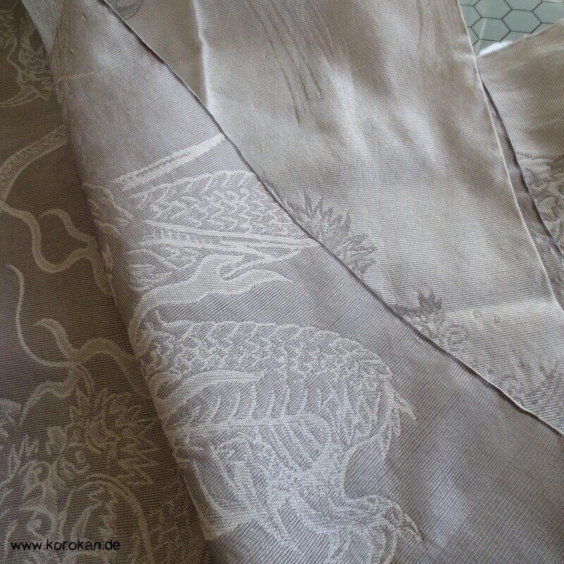 Drachen in hellgrau Fukuro / Hanhaba Obi Kimono Gürtel